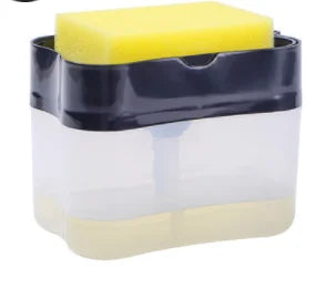 Black Plastic 2-in-1 Sponge Box With Soap Dispenser