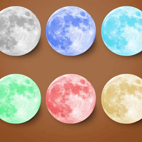 Different Color LED Night Light 3D Print Moon
