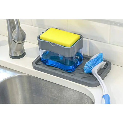 Plastic 2-in-1 Sponge Box With Soap Dispenser